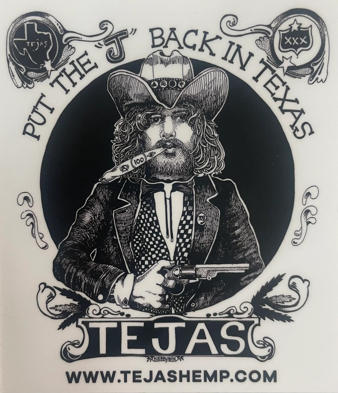 Tejas Hemp Sticker - Black